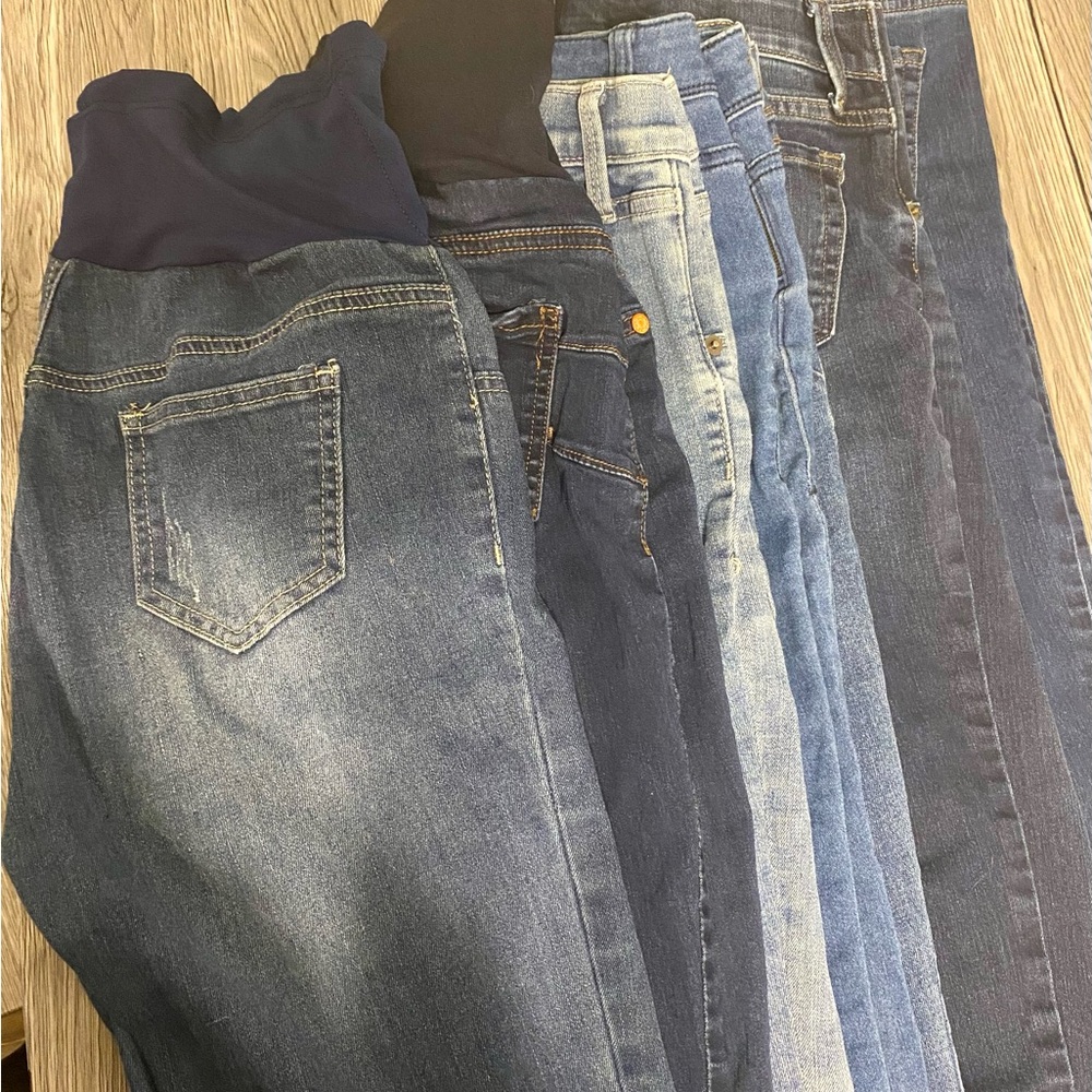 7 pairs of maternity jeans